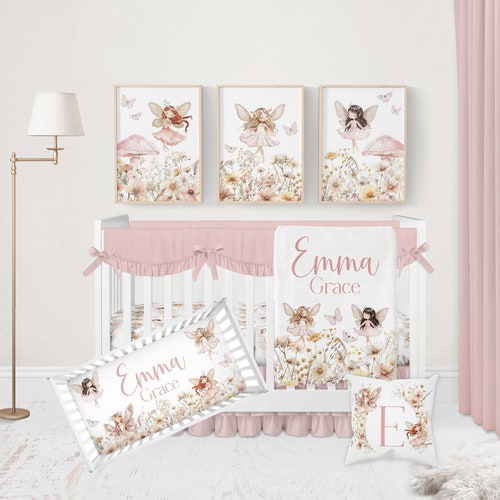 Baby Girl Crib Bedding, Fairy Nursery Bedding, Wildflower Crib