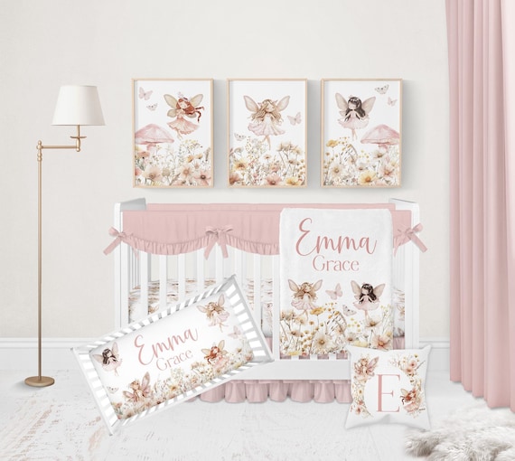 Baby Girl Crib Bedding, Fairy Nursery Bedding, Wildflower Crib Bedding Set Girl, Crib Sets Girl, Fairy Nursery Decor Girl, Fairy Crib Sheet