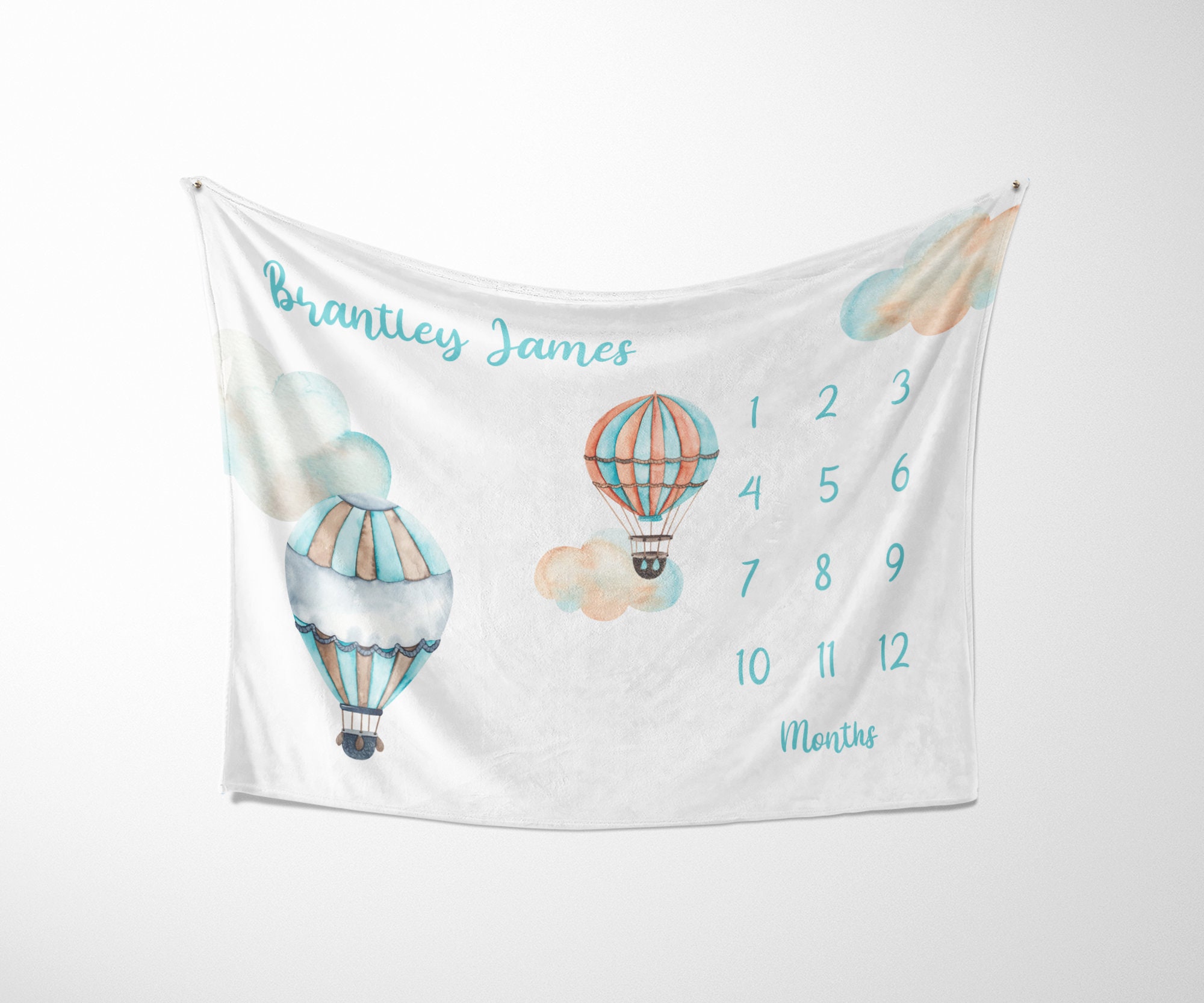 Hot Air Balloon Baby Milestone Blanket, Baby Boy Milestone Blanket ...