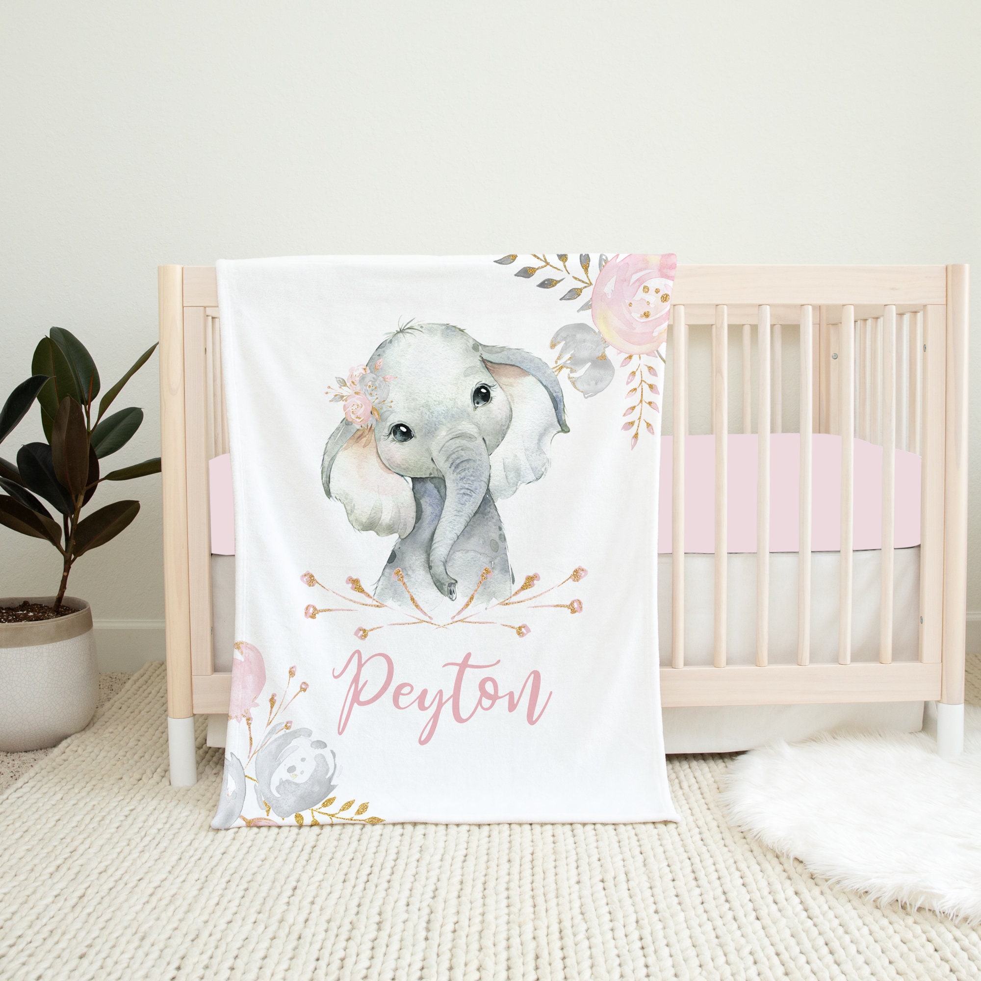 Manta personalizada de elefante con nombre para niñas y niños, manta de  bebé personalizada para recién nacidos, manta de cama personalizada para