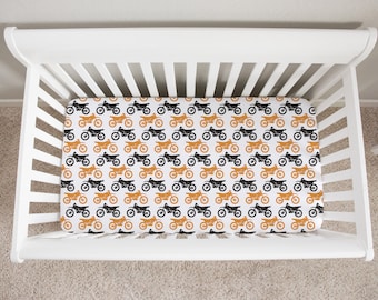 Motocross Crib Sheet, Dirt Bike Crib Sheet, Crib Sheets Boy, Motocross Crib Bedding, Dirt Bike Nursery, Baby Boy Crib Bedding, Orange, Black