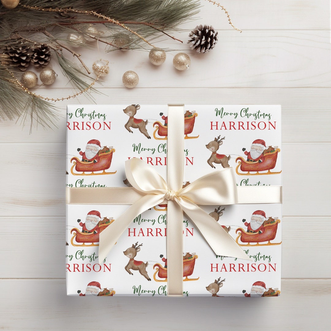 Santa personalized wrapping paper personalized christmas wrapping