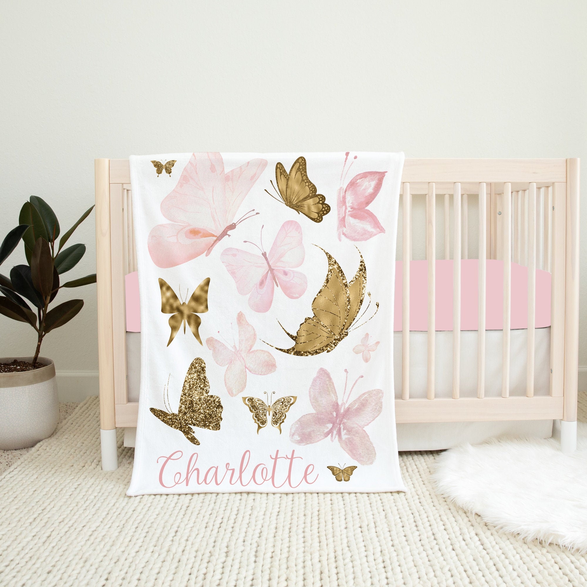 Personalized Butterfly Baby Blanket Baby Girl Blanket Baby Etsy