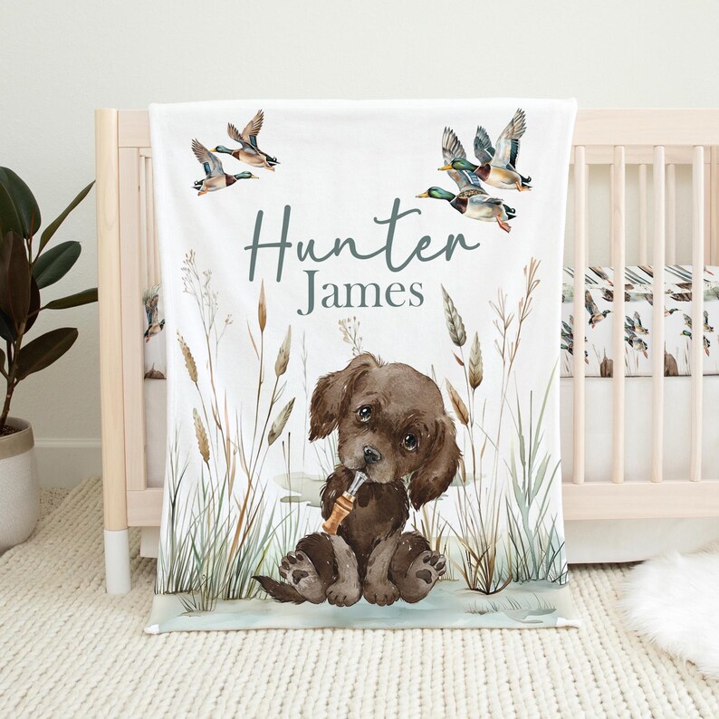 Personalized Mallard Duck Baby Blanket, Mallard Duck Crib Bedding Boy ...