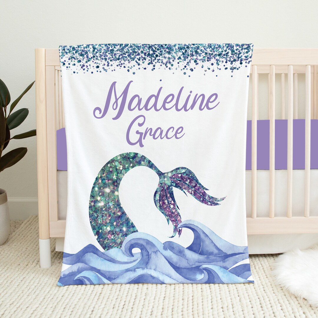 Personalized Mermaid Baby Blanket, Baby Girl Blanket, Mermaid Blanket
