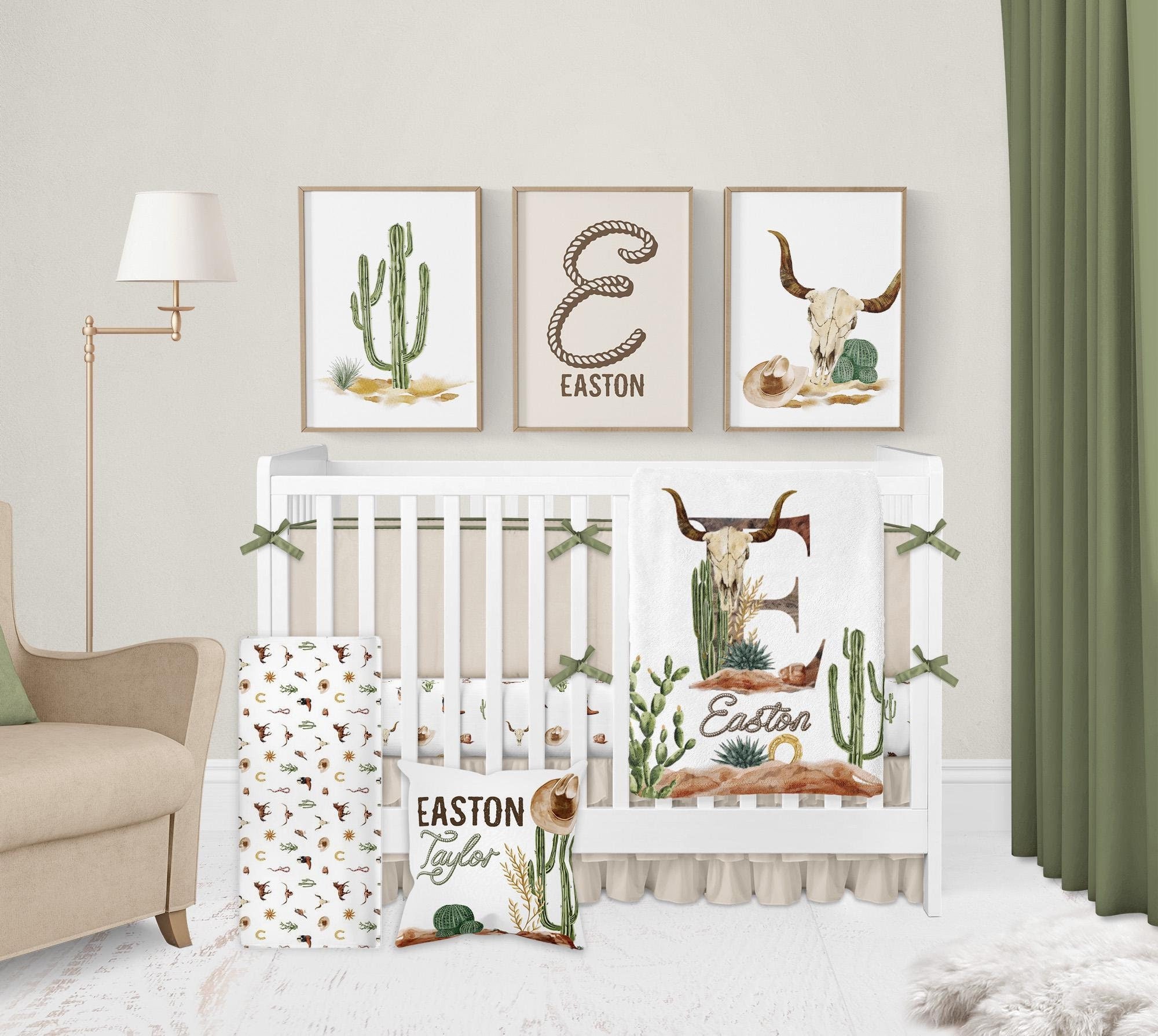 Western Crib Bedding Set Boy, Baby Boy Nursery Bedding, Cowboy Nursery