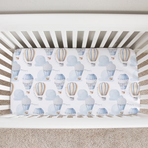 Hot Air Balloon Crib Sheets, Hot Air Balloon Nursery, Crib Sheets Boy, Baby Boy Crib Bedding, Hot Air Balloon Crib Bedding, Adventure, Blue