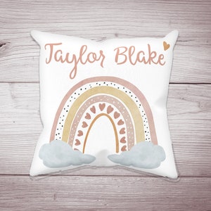Personalized Rainbow Nursery Pillow, Rainbow Crib Bedding, Neutral Crib Bedding, Baby Boy Bedding, Baby Girl Bedding, Rainbow Nursery Decor