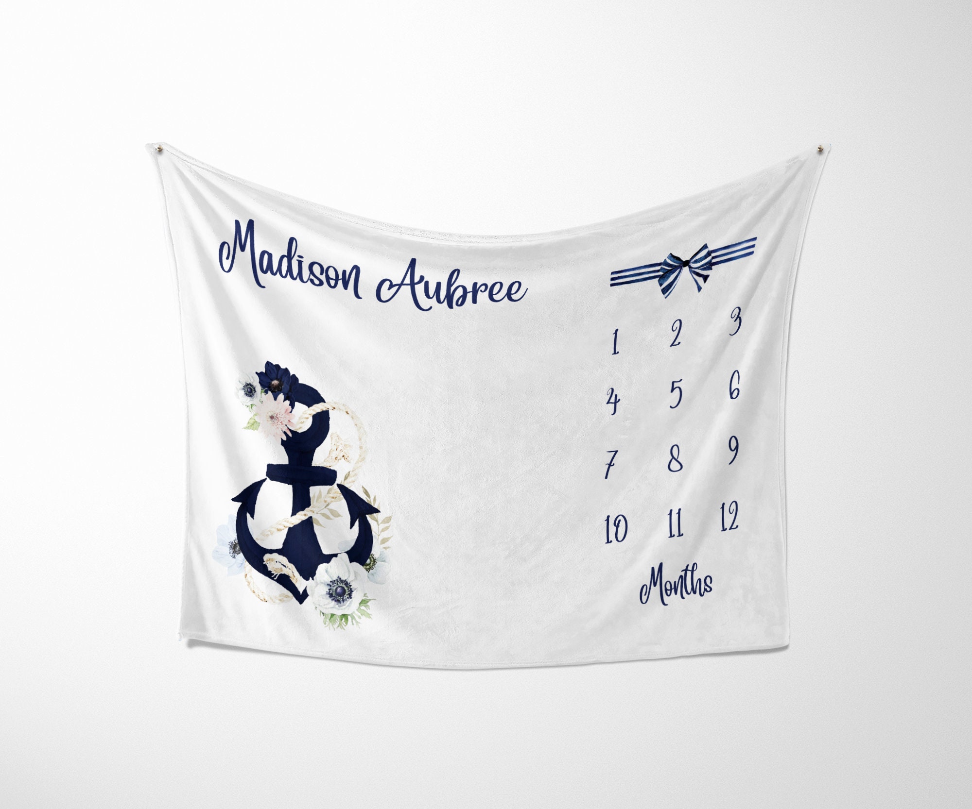 Nautical Milestone Blanket Girl Milestone Blanket Baby Etsy UK