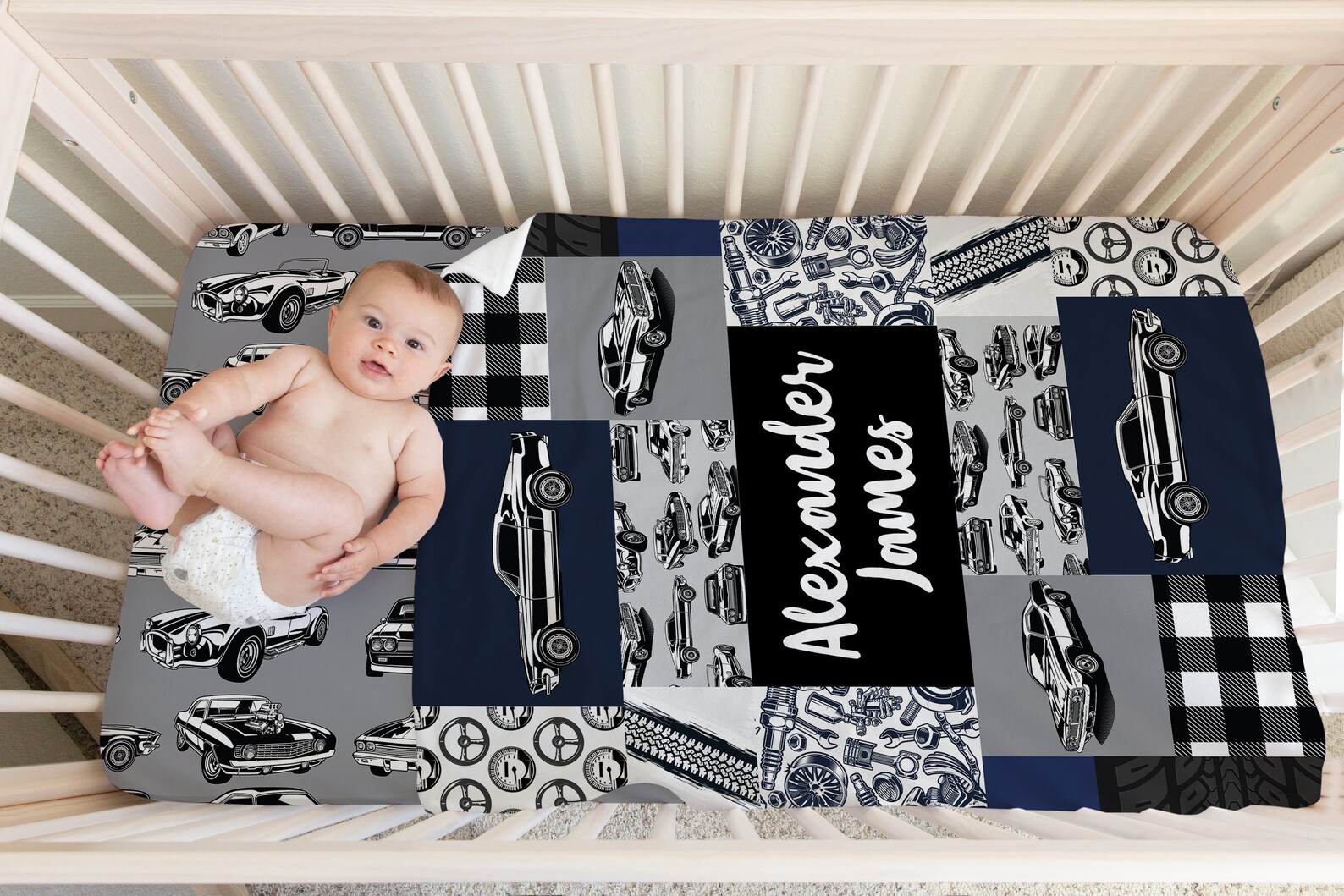 Personalized Baby Boy Blanket Car Baby Blanket Baby Shower Etsy