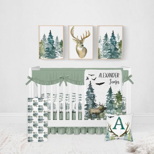 Woodland Nursery Bedding Set Deer Crib Bedding Baby Boy Etsy