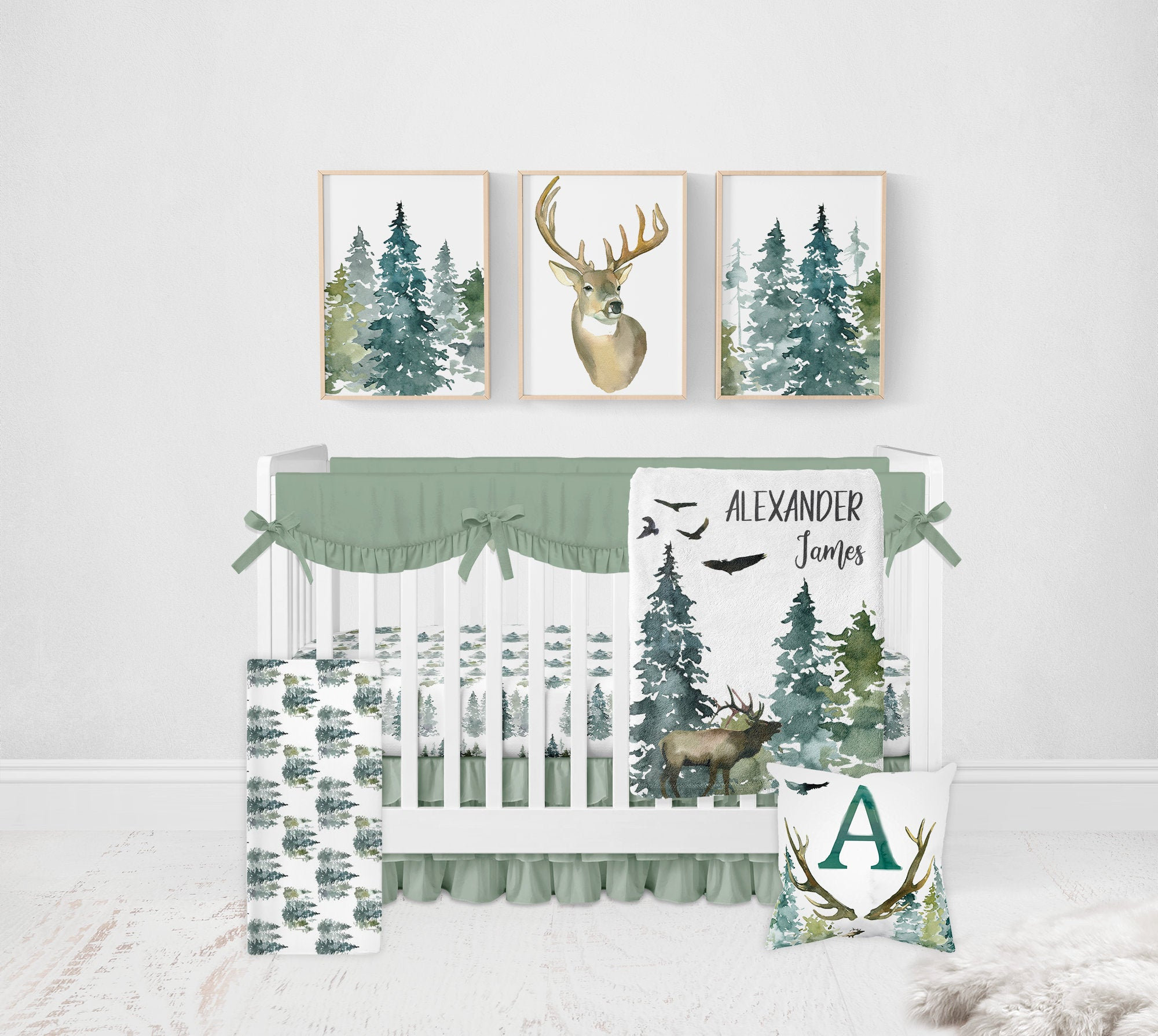 Forest Crib Bedding Set Baby Boy Crib Bedding Woodland Crib Etsy