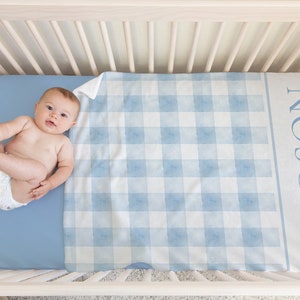 Baby Boy Crib Bedding Set, Blue Baby Bedding Crib Sets Boy, Baby Boy Nursery, Boy Nursery Bedding Set Boy, Blue Gingham Crib Bedding Set Boy image 5