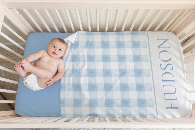 Baby Boy Crib Bedding Set, Blue Baby Bedding Crib Sets Boy, Baby Boy Nursery, Boy Nursery Bedding Set Boy, Blue Gingham Crib Bedding Set Boy image 5