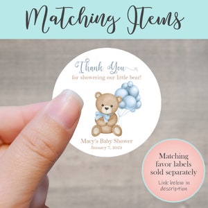 Editable Teddy Bear Cupcake Toppers, Blue Boho We Can Bearly Wait Baby Shower Decorations Boy, Bear Baby Shower Decor Instant Download, BTB1 image 8