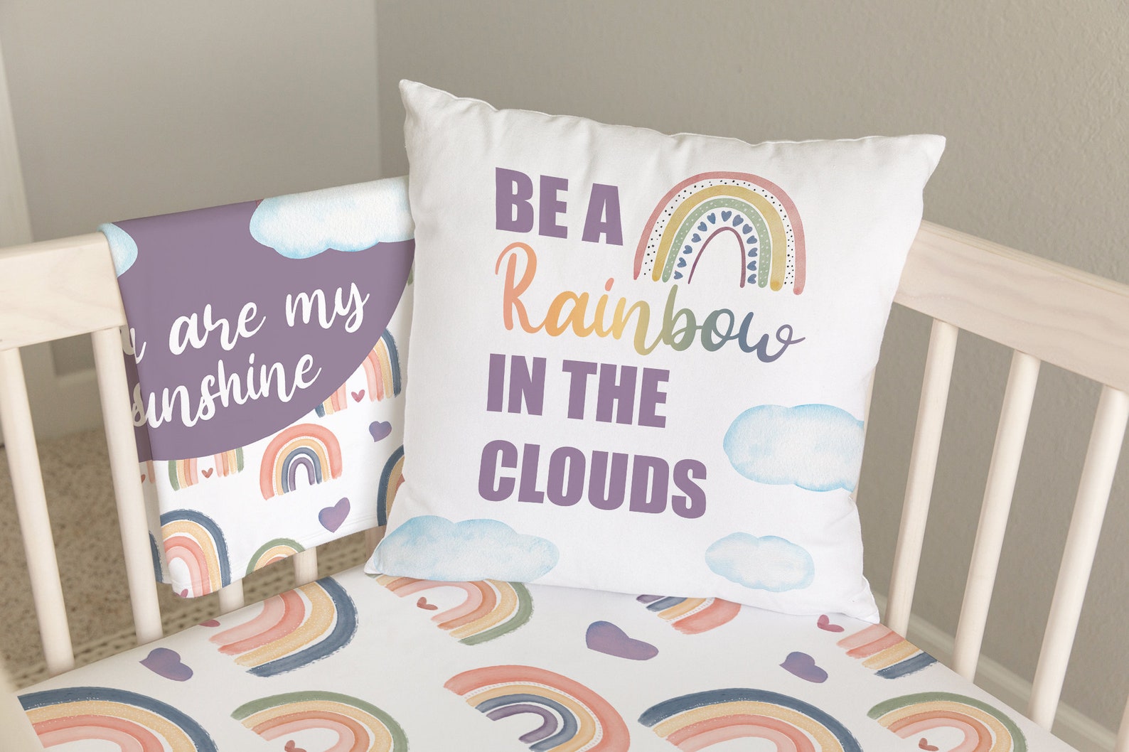You Are My Sunshine Rainbow Nursery Bedding Set Rainbow Crib Etsy