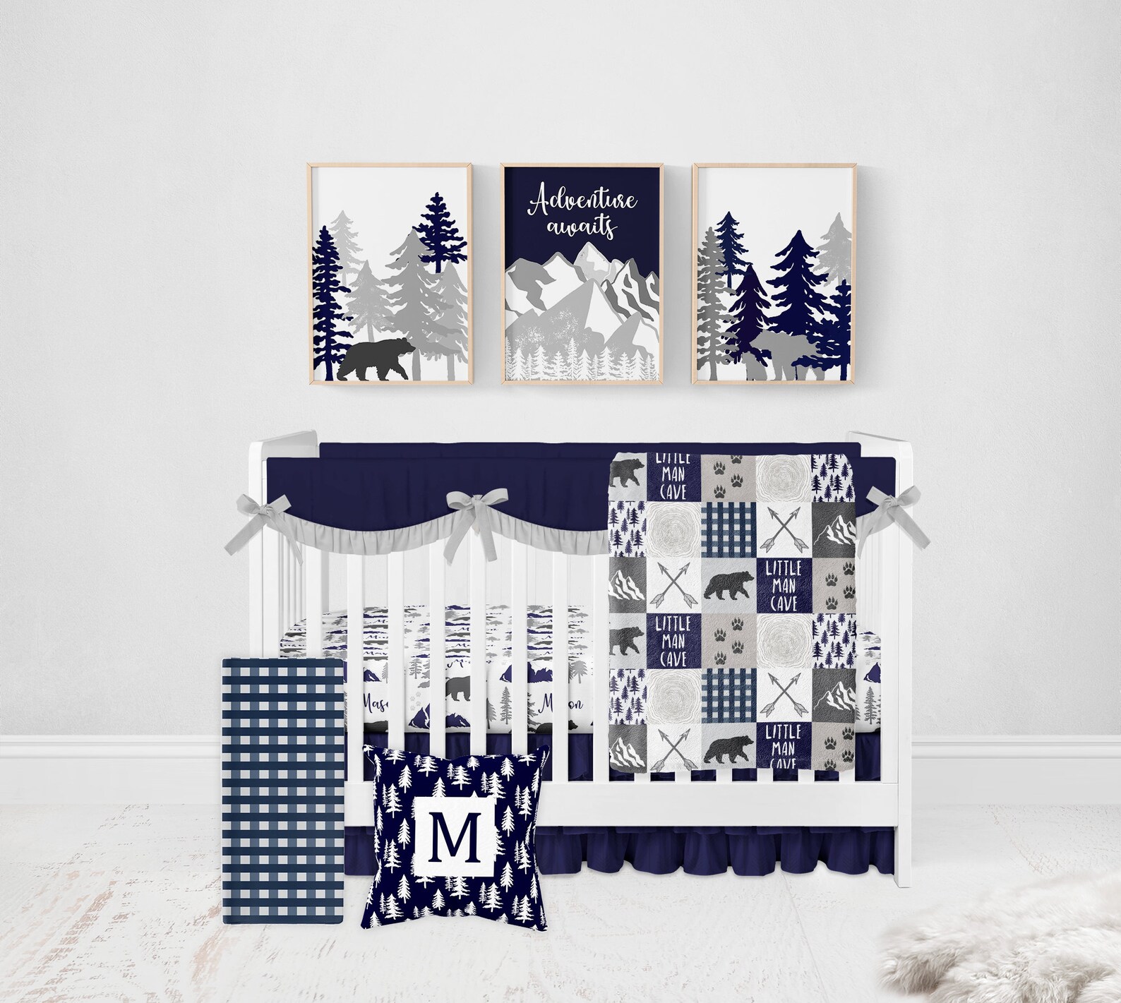 Blue Plaid Nursery Curtains Baby Boy Nursery Curtains Etsy