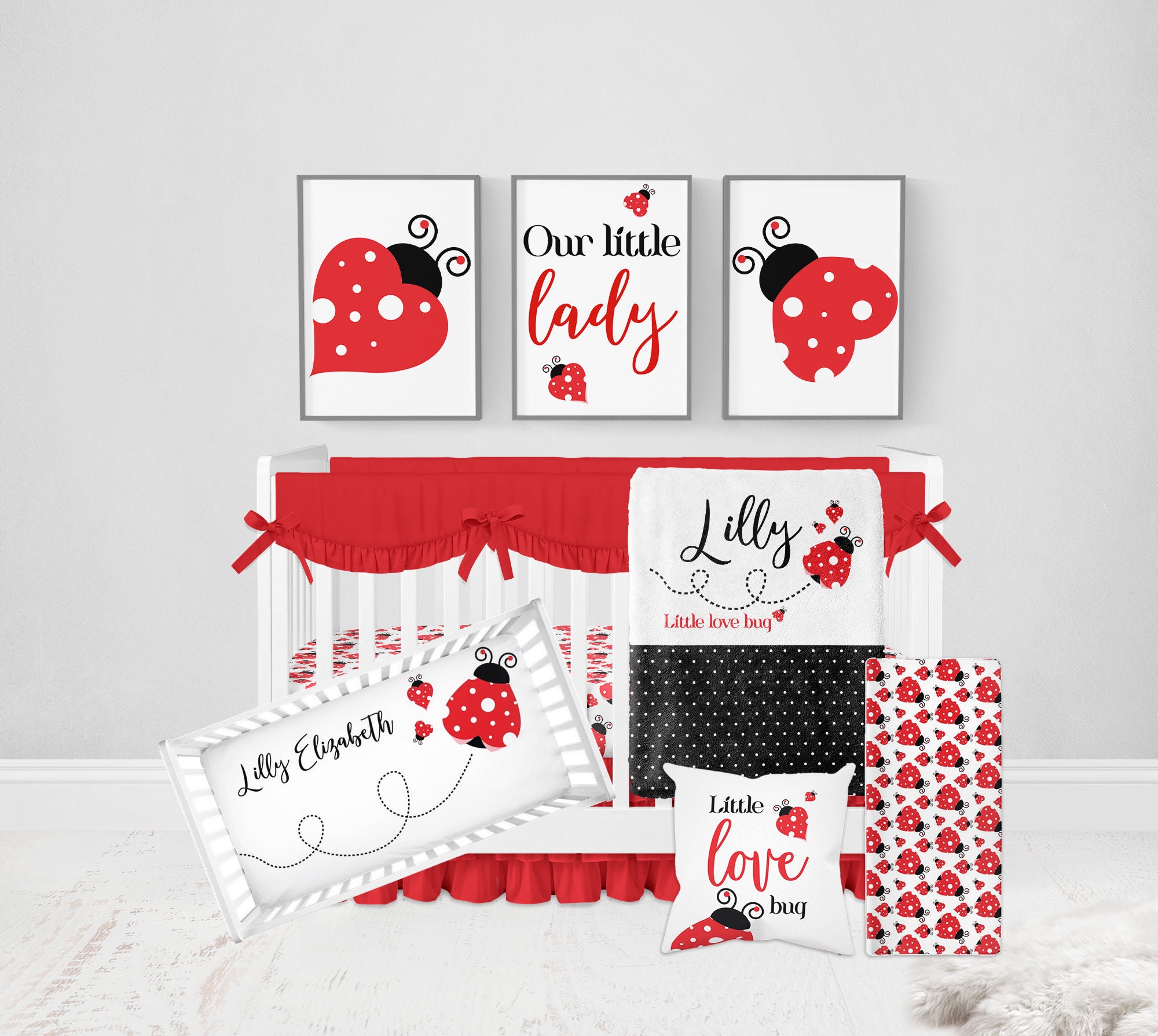 Ladybug Nursery Prints, Ladybug Nursery, Ladybug Nursery Decor, Set of ...
