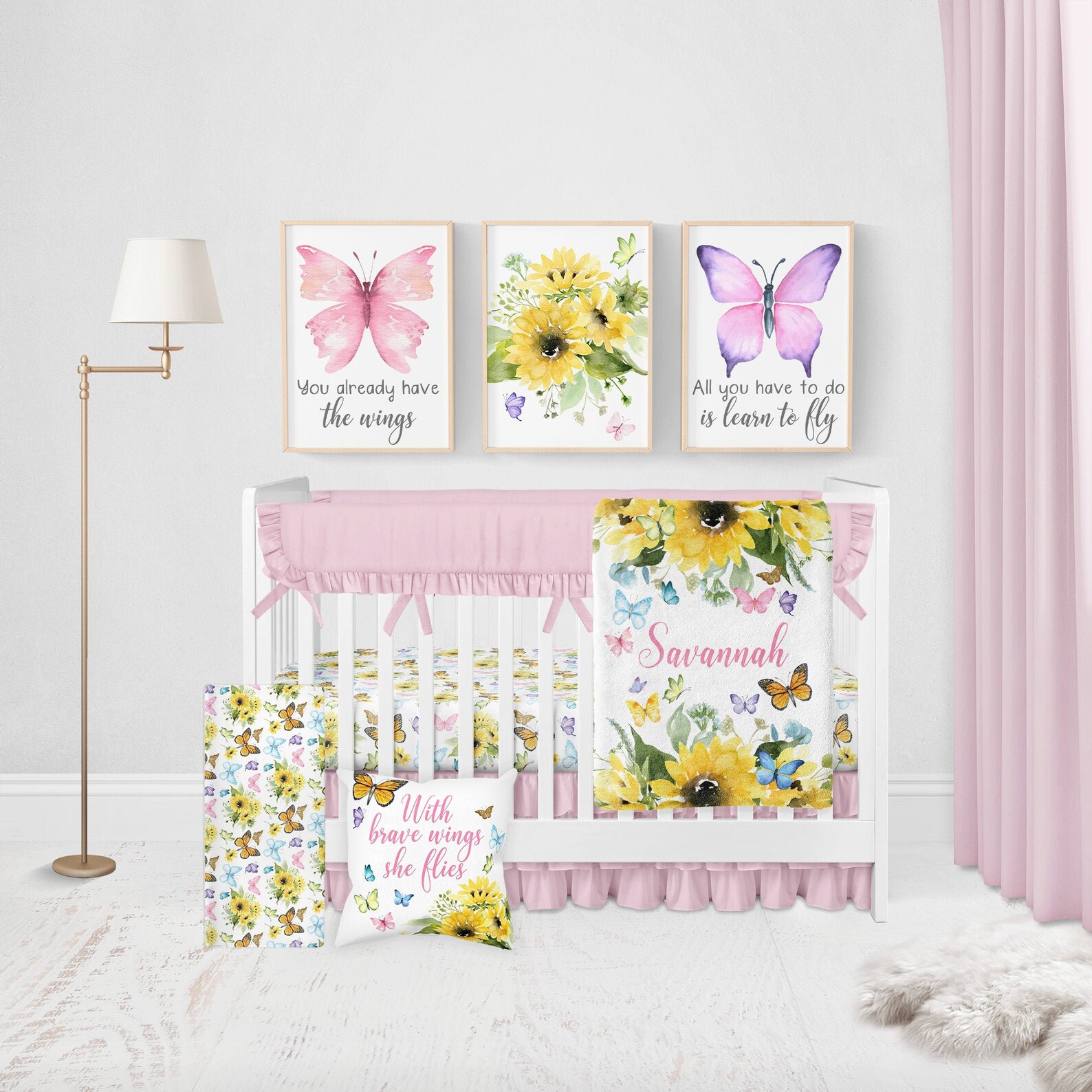 Butterfly Nursery Bedding, Butterfly Crib Bedding Set, Butterfly