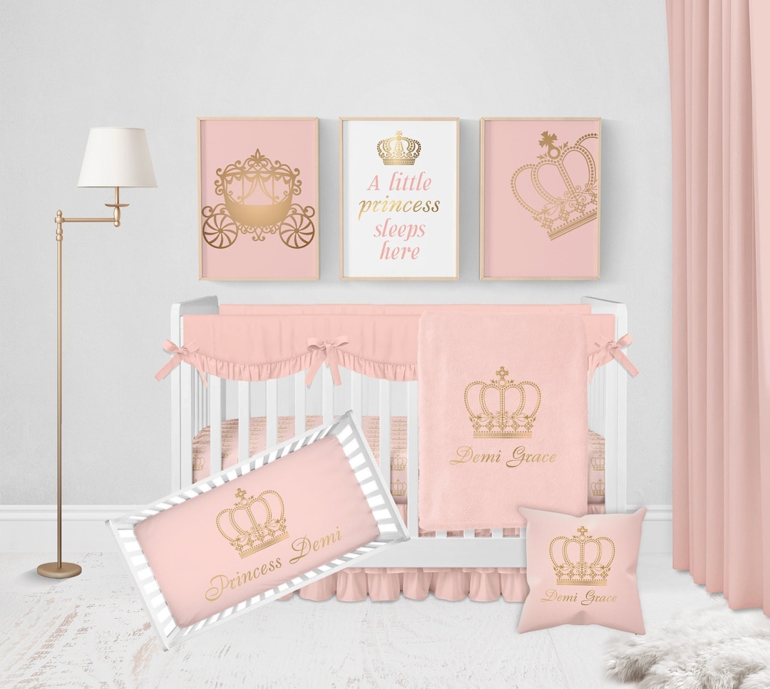 Princess Crib Bedding Set, Baby Girl Crib Bedding Set, Personalized