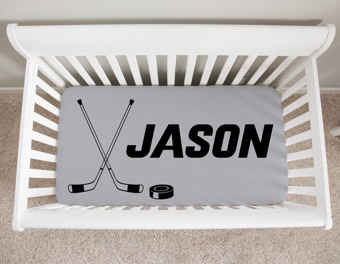 Personalized Hockey Crib Sheet Hockey Crib Bedding Hockey Etsy