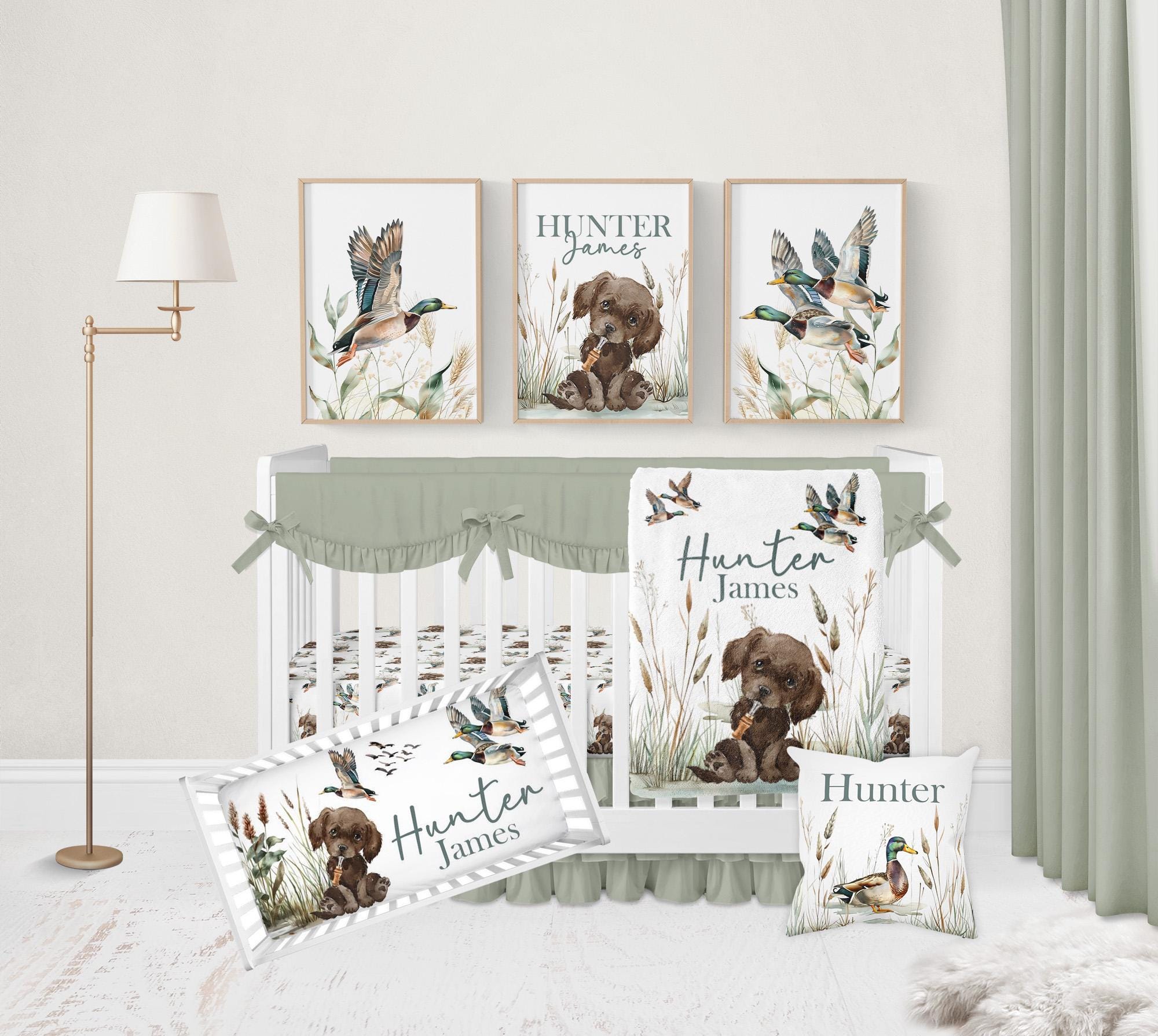 Personalized Mallard Duck Baby Blanket, Mallard Duck Crib Bedding Boy ...