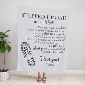 Step Dad Gift, Stepped Up Dad Definition Gift, Personalized Dad Blanket, Name Blanket, Dad Gift, Christmas Gift For Him, From Daughter, Son