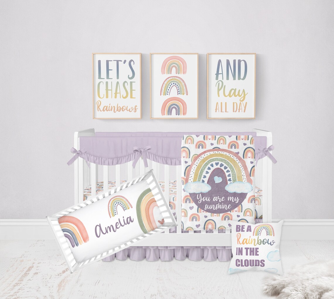 Personalized Rainbow Crib Sheet Rainbow Crib Bedding Rainbow | Etsy