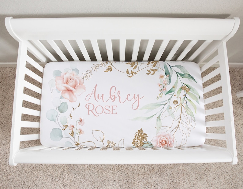 Eucalyptus Crib Bedding Set Personalized Girl Crib Bedding Etsy