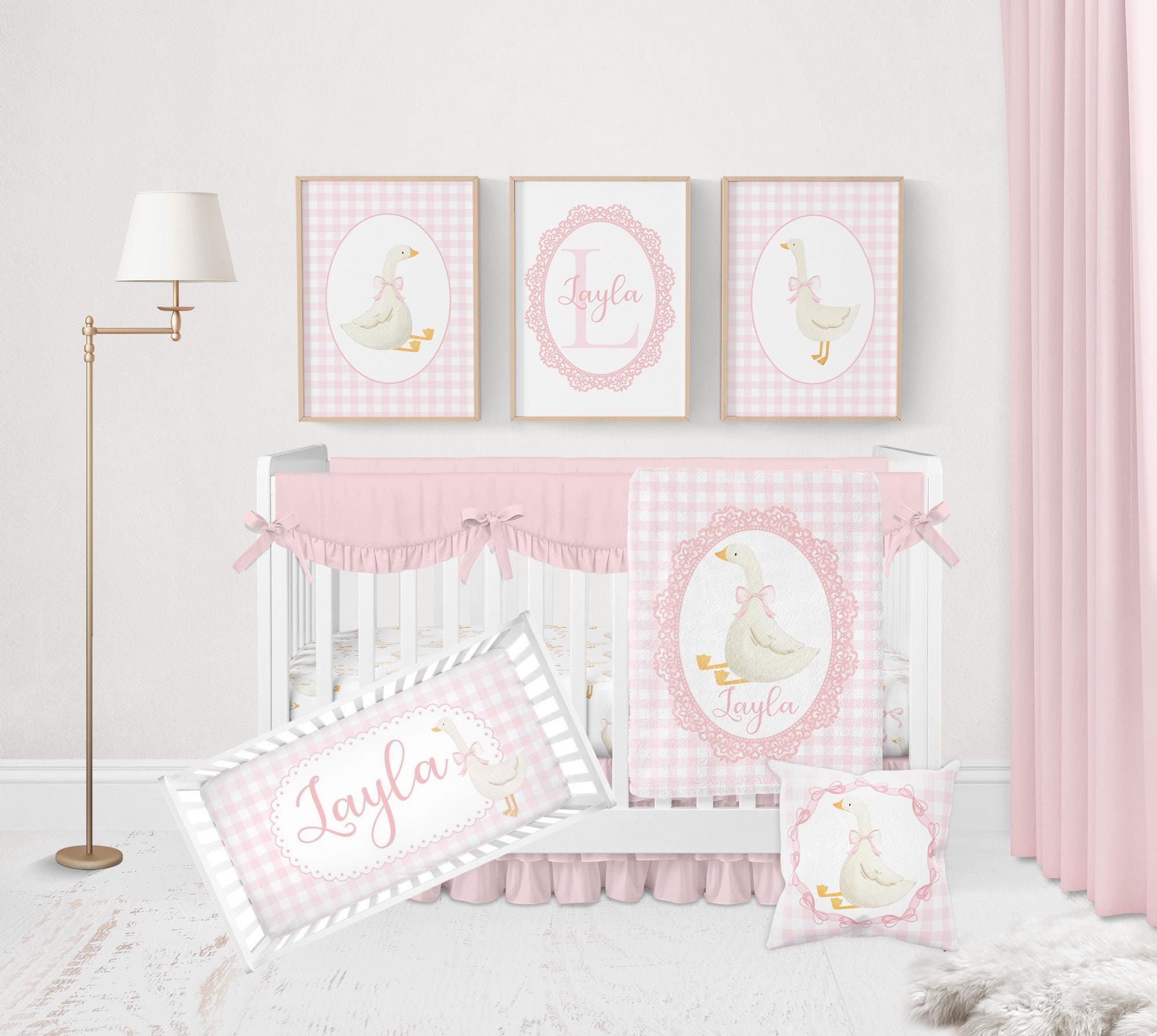 Goose Crib Bedding Set, Baby Girl Bedding, Girl Goose Bedding, Silly