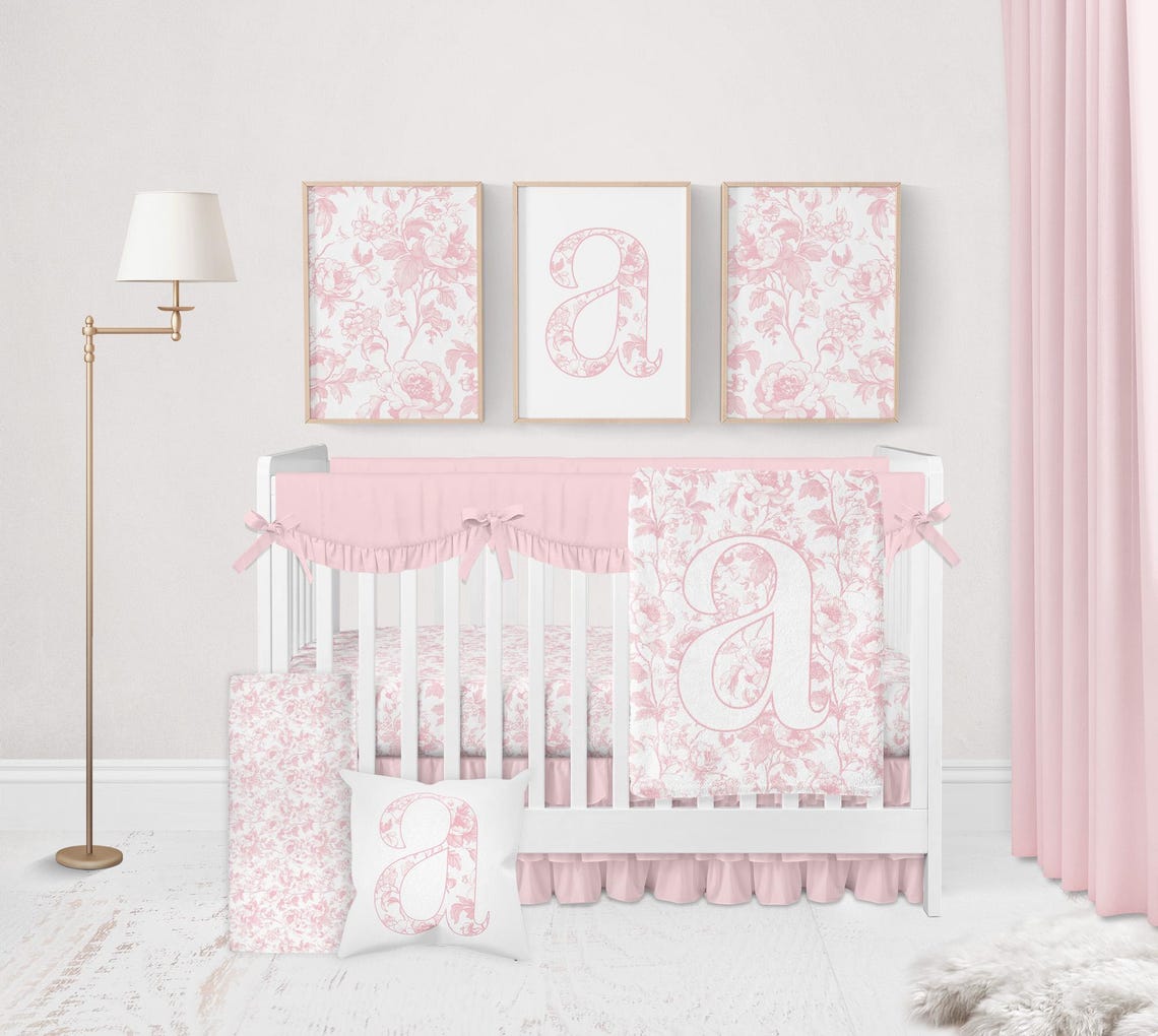 Pink Floral Nursery Print Custom, Chinoiserie Wall Art, Pink Toile ...