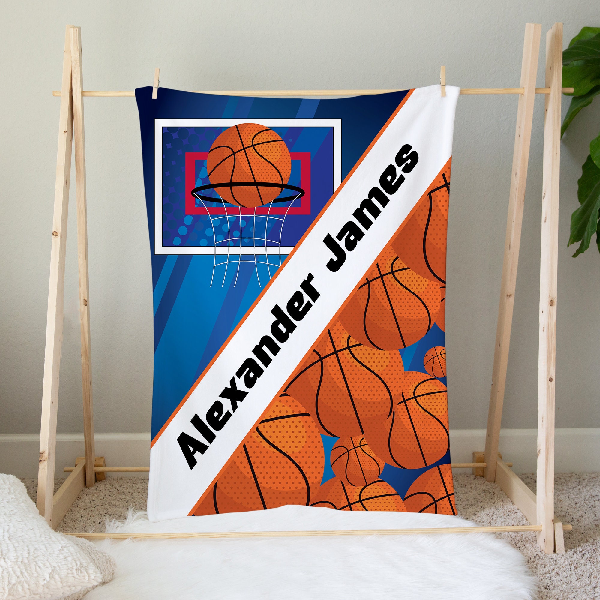 Personalized Basketball Blanket Sport Gift Baby Boy Blanket Etsy