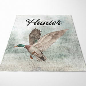 Personalized Mallard Duck Blanket, Duck Hunting Baby Blanket, Woodland Baby Blanket Duck Hunting Nursery, Baby Shower Gift Baby Name Blanket image 2