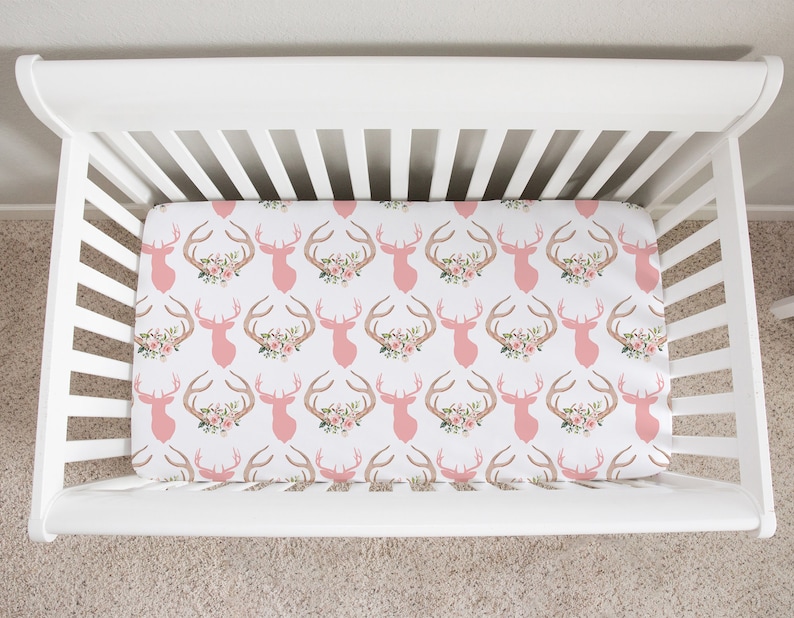 Deer Crib Bedding Set Baby Girl Crib Bedding Sets With Deer Etsy