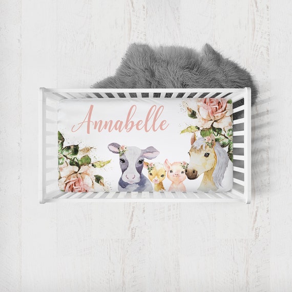 Personalized Farm Crib Sheet Crib Sheets Girl Floral Crib Sheets Farm Animal Crib Bedding Farmhouse Girl Crib Bedding Cow Pink Crib Etsy Canada