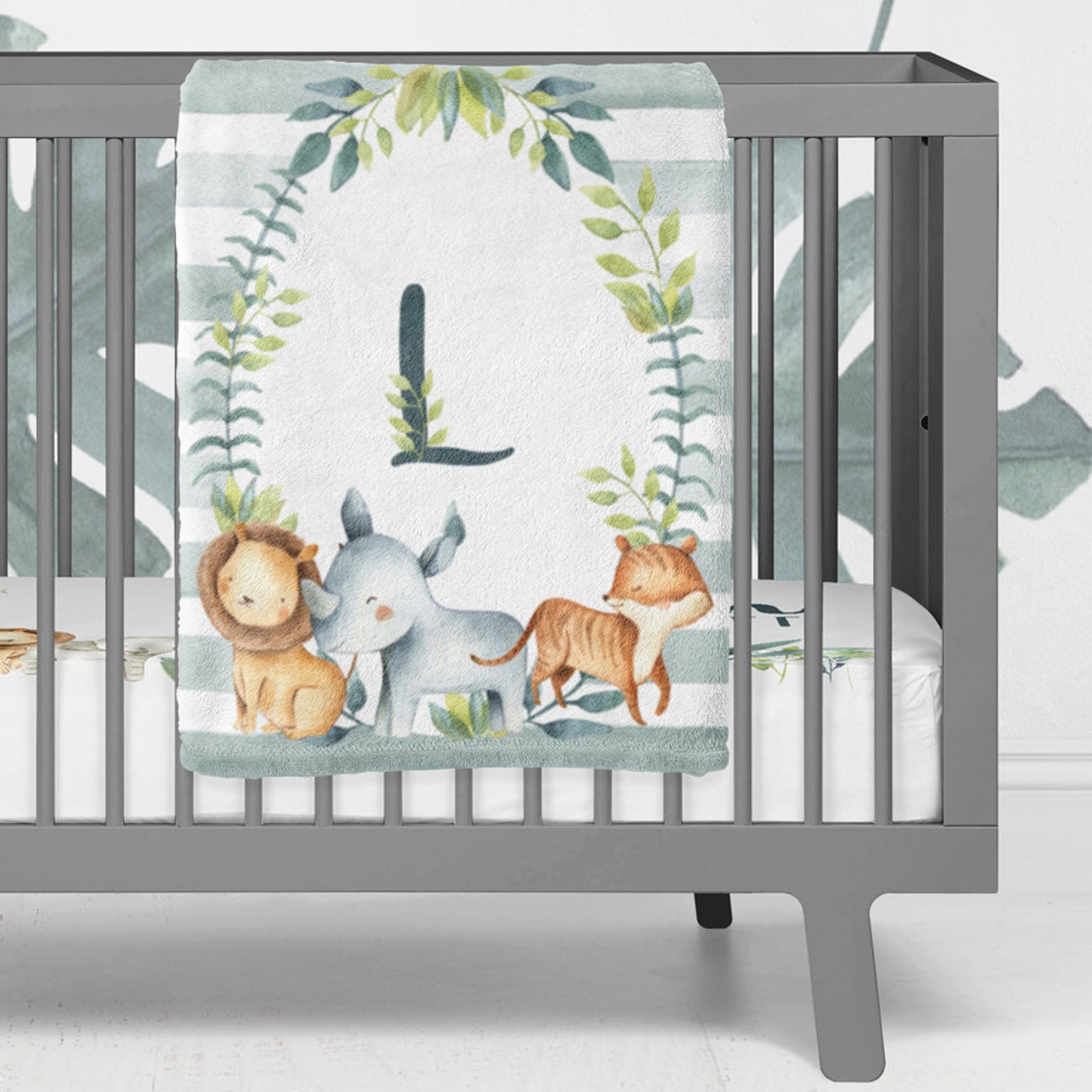 Safari Crib Bedding Set, Personalized Crib Bedding, Safari Nursery