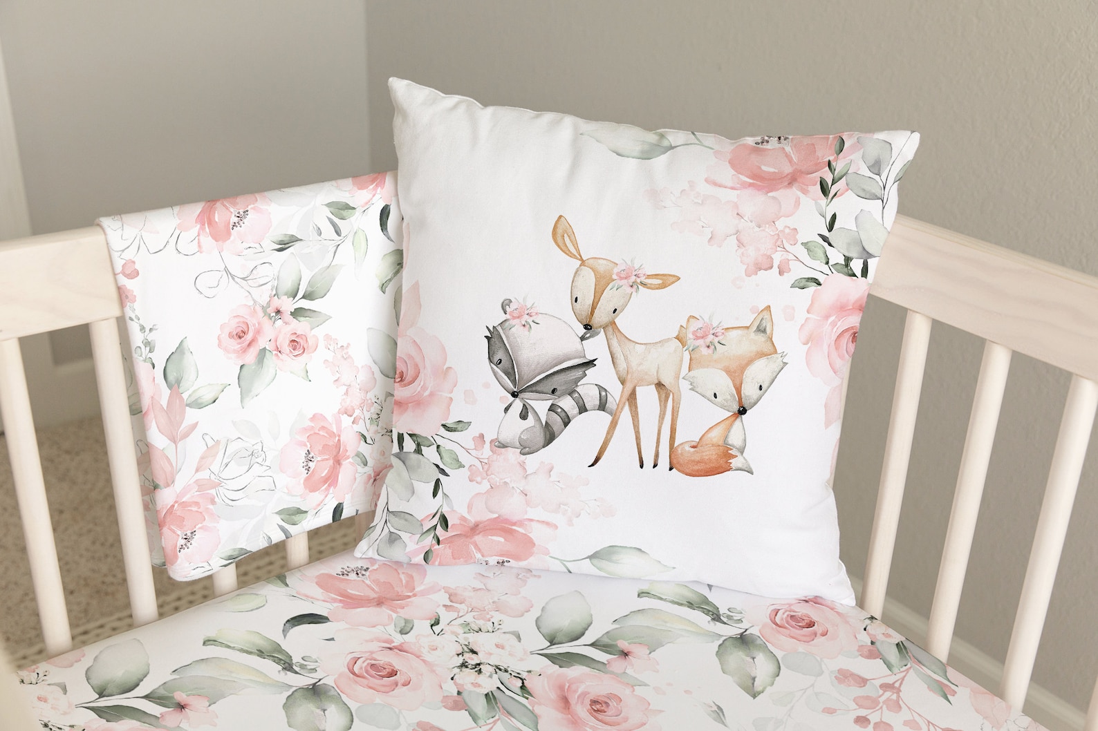 Baby Girl Woodland Crib Bedding Set Crib Bedding Set Girl Etsy