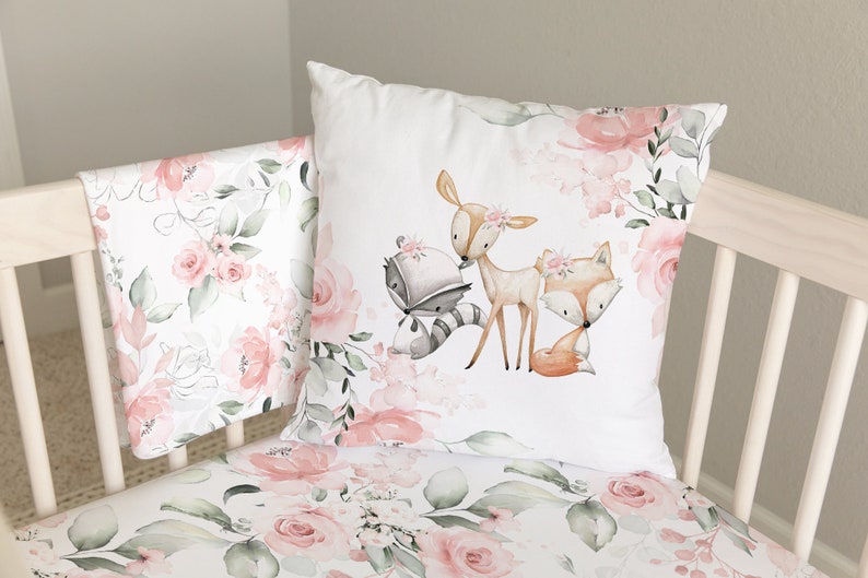Baby Girl Woodland Crib Bedding Set Crib Bedding Set Girl Etsy