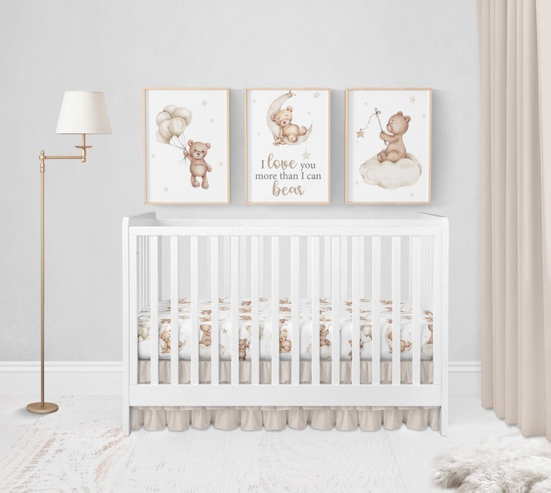 Teddy Bear Nursery Prints, Bear Nursery Decor, Set of 3 Teddy Bear ...