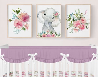 Elephant Nursery Prints, Elephant Wall Art, Nursery Decor, Girls ...