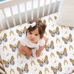 Schmetterling Krippe Bettdecke, Krippe Bettwäsche Mädchen, Schmetterling Krippe Bettwäsche, Baby Mädchen Bettwäsche, Boho Schmetterling Kinderzimmer Bettwäsche, Schmetterling Baby Bettwäsche