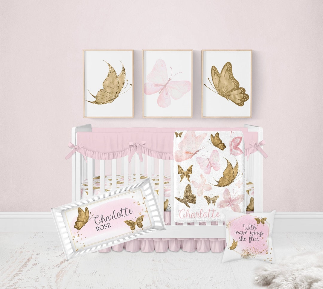 Rose gold crib bedding sale