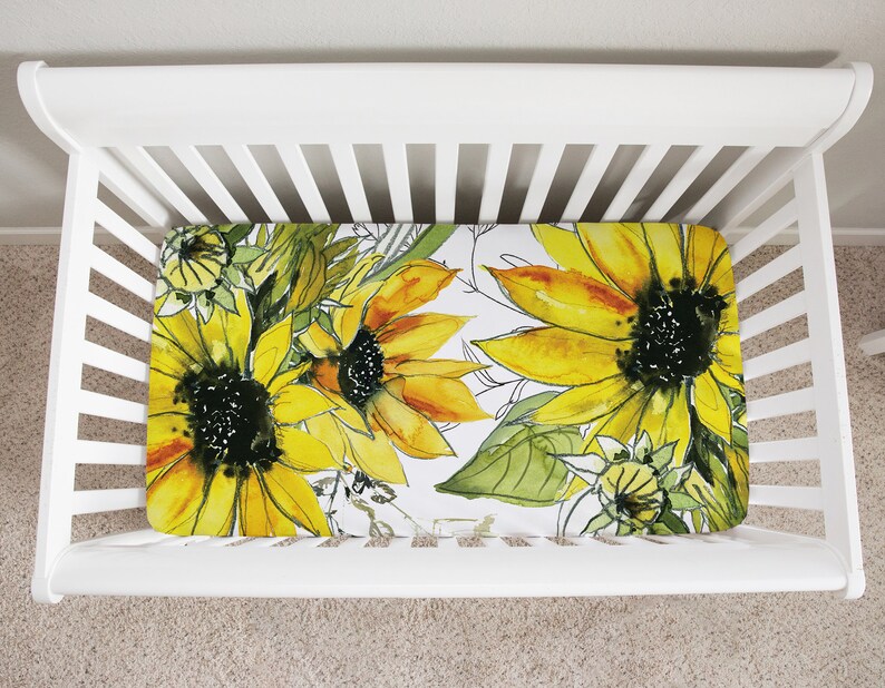 Sunflower Crib Sheets Sunflower Baby Bedding Girl Crib Etsy