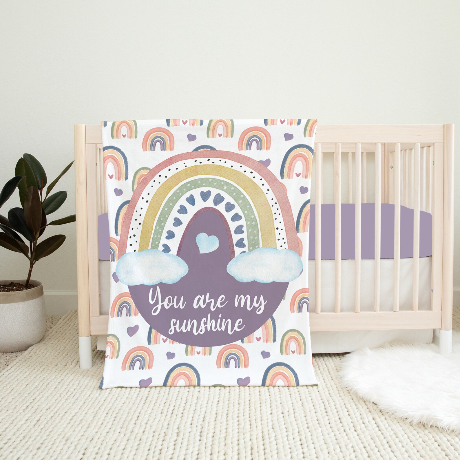 You Are My Sunshine Rainbow Nursery Bedding Set Rainbow Crib Etsy