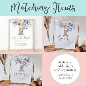 Editable Teddy Bear Cupcake Toppers, Blue Boho We Can Bearly Wait Baby Shower Decorations Boy, Bear Baby Shower Decor Instant Download, BTB1 image 7