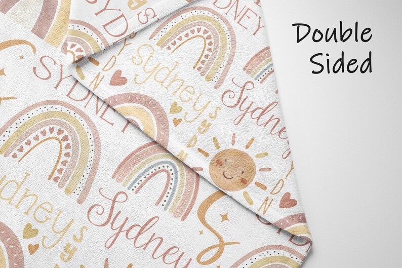 Personalized Rainbow Baby Blanket Neutral Baby Name Blanket Etsy