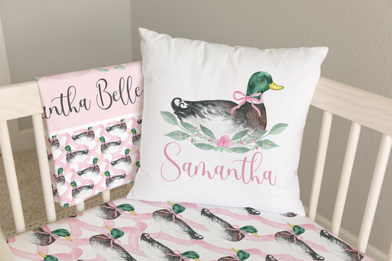 Baby Girl Crib Bedding Set, Mallard Duck Crib Bedding Pink, Baby Girl ...
