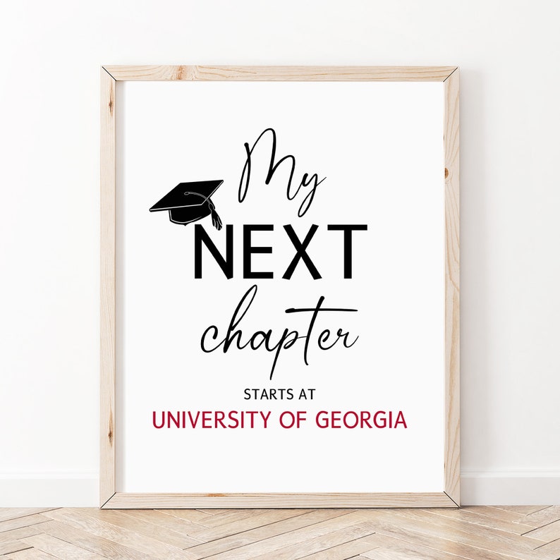 Graduation Printable Sign, My Next Chapter Starts At, Editable Graduation Signs 2023, Personalized Class of 2023 Graduation Party Decoration image 2