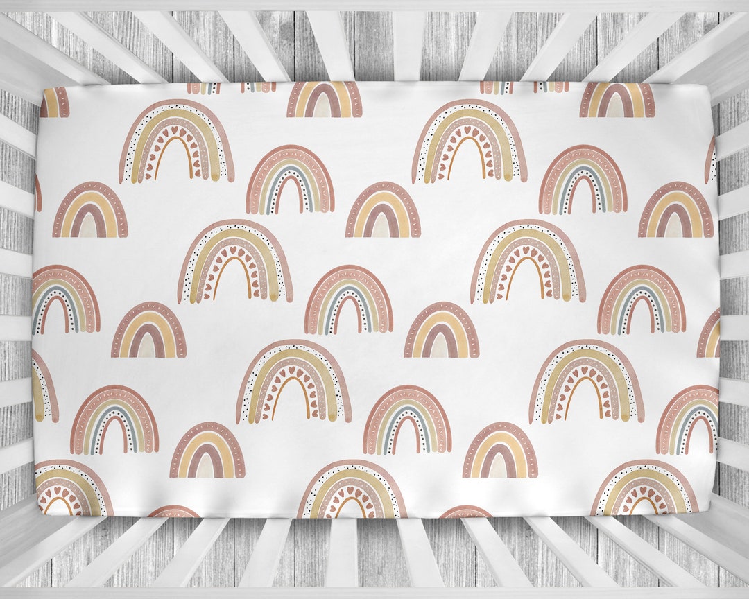 Rainbow MINI Crib Sheet, Rainbow Mini Crib Bedding, Rainbow Crib
