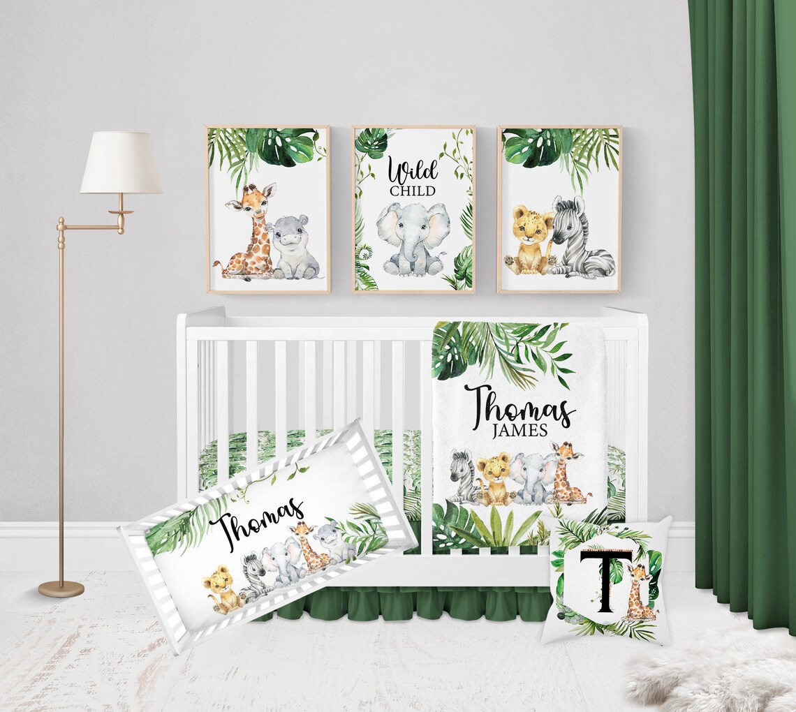 Personalized Safari Baby Blanket Safari Animals Safari Etsy